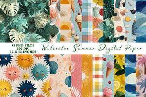 Summer Digital Paper, a Pattern Graphic by CreationArt