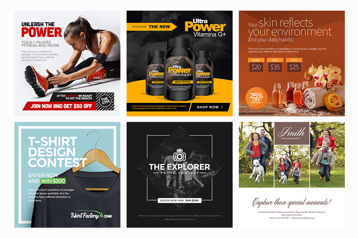 100 Multipurpose Instagram Templates, a Social Media Template by eamejia (Photo 6 of 17)