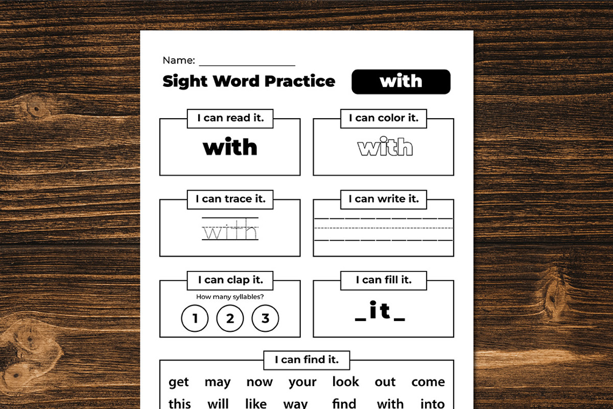 Fry First Hundred Sight Word Work, a Print Template by Graphicsnext (Photo 4 of 6)