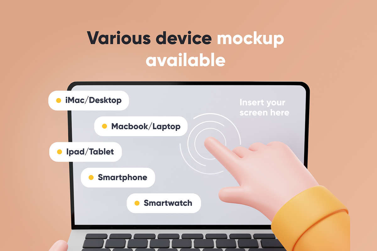 Mockupy - Cute 3D Device Mockup, an Object 3D Model by Illustraly Design (Photo 2 of 8)