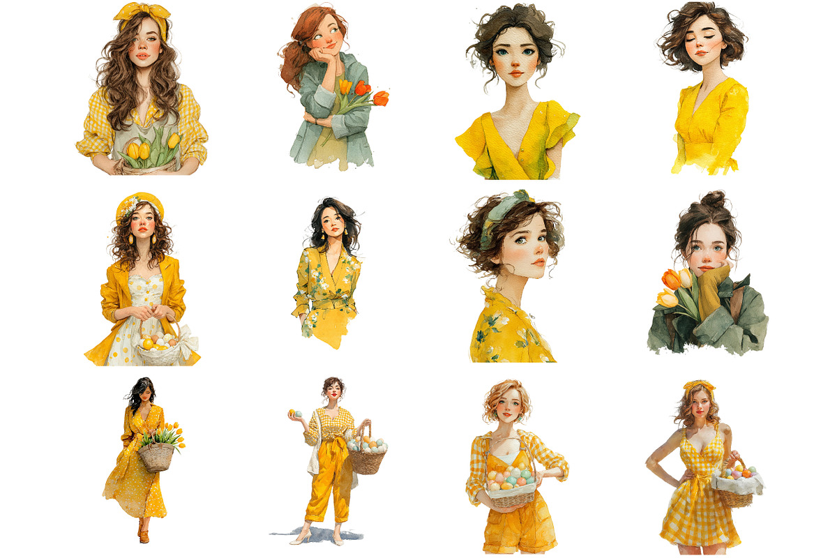 Watercolor Spring Girl Clipart, an Illustration by DreamArtGraphic (Photo 2 of 4)