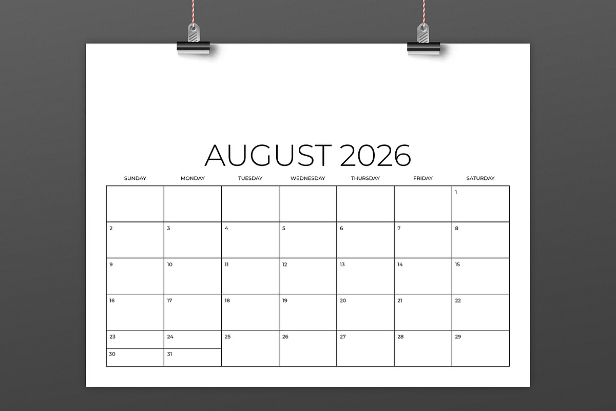 2026 8.5x11 Inch Blank Calendar Temp, a Stationery Template by Running With Foxes (Photo 4 of 8)