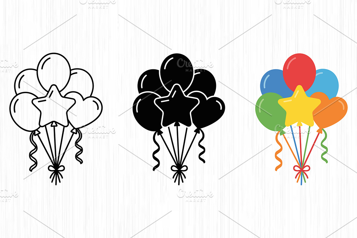Balloon Party Vector Trio Pack, an Object Graphic by Artonix (Photo 2 of 3)