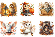 Watercolor Autumn Owl Clipart Bundle, a Seasonal Illustration by DreamArtGraphic (Thumbnail 3 of 4)
