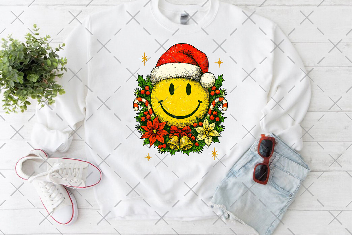 Christmas Smiley Face PNG, an Illustration by Craft Nest (Photo 6 of 6)