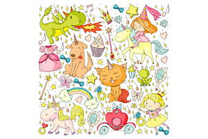 Fairy princess and magical unicorns