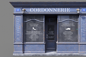 Parisian vintage storefront 3, an Architecture 3D Model by happy brush