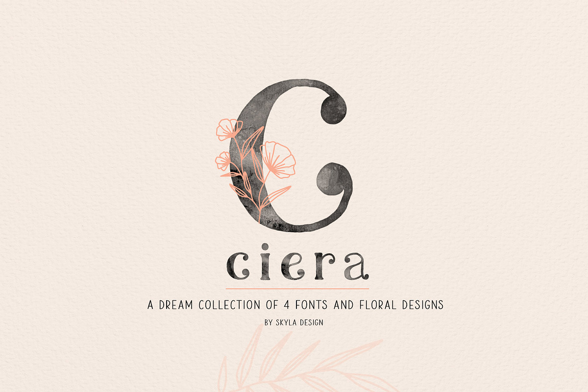 Ciera watercolor svg font & florals