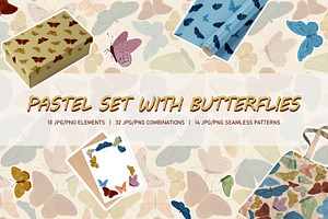 Pastel Butterfly Clipart & Pattern