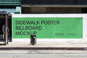 Urban Sidewalk Billboard Mockup PSD