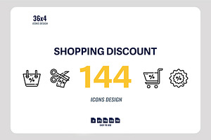 144 Shopping Discount Icon Bundle, an Outline Icon by Foxyard studio