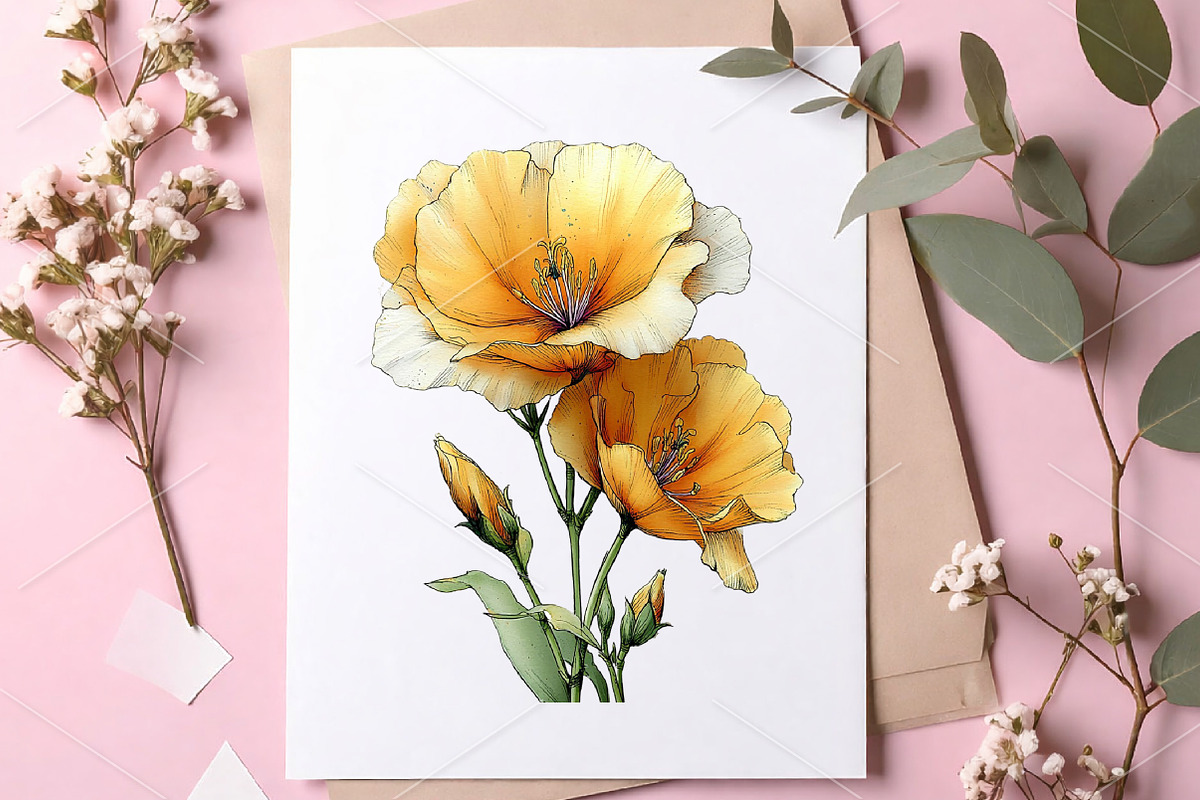 Whimsical Yellow Flowers Spring PNG, an Illustration by Canvas Craft (Photo 6 of 7)