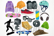 Watercolor Skate Clipart, Skateboard, an Object Graphic by Paulaparaula (Thumbnail 2 of 3)
