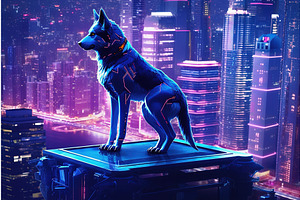 Cyber Punk Sci Fi Animal On Top Of