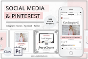 Social Media Pinterest Canva + PSD, a Social Media Template by Lady Boss Studio (Thumbnail 1 of 7)