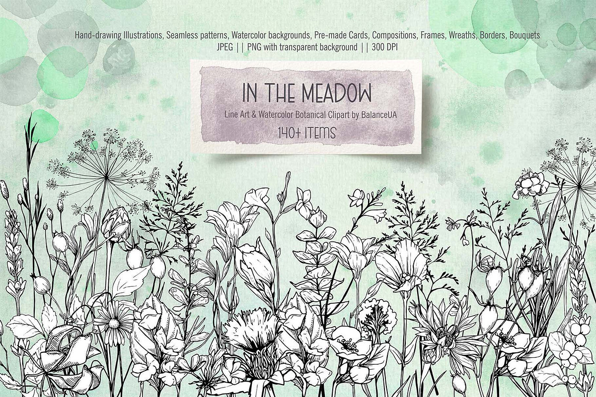 Wildflower Line Art Clipart, a Decorative Illustration by BalanceUA (Photo 1 of 18)