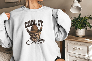 Cool It Cowboy Western PNG, Digital