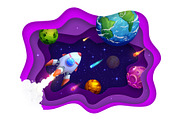 Space paper cut rocket, planets, an Education Illustration by Vector Tradition (Thumbnail 2 of 3)