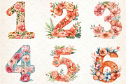 Floral Birthday Numbers Clipart, a Seasonal Illustration by Rose Art (Thumbnail 3 of 4)