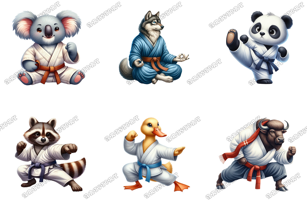 Martial Arts Animals Sublimation Cli, an Illustration by designcity5 (Photo 2 of 5)