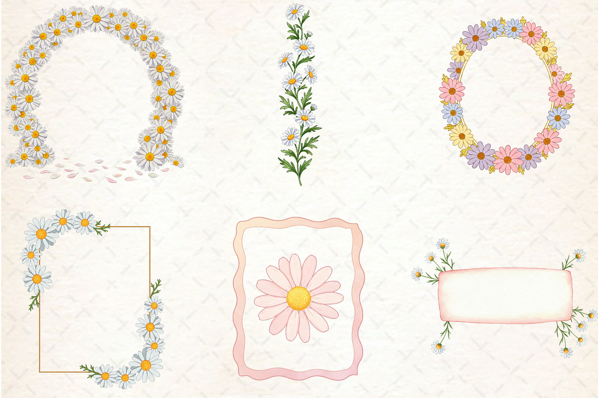 Watercolor Daisy Frame Clipart, an Illustration by Libby Wishes (Photo 8 of 8)