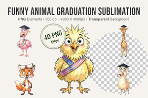 Funny Animal Graduation Sublimation, an Illustration by Artnoy