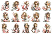 Whimsical Sea Mermaid Clipart, an Illustration by OK Design (Thumbnail 3 of 6)