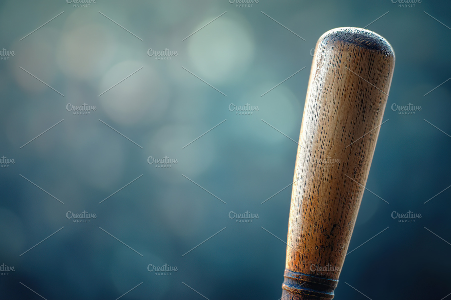 Baseball bat on blurred blue background, a Sports & Recreation Photo by AlyaAnd