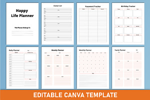 Happy Life Planner Canva Template