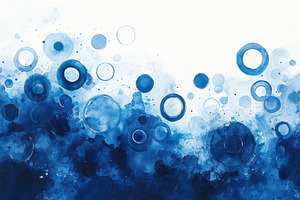 Abstract Blue Watercolor Circles Pai, a Photo by Pixeness Studio