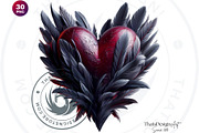 Dark Valentine Hearts clipart Set, a Seasonal Illustration by ThatsDesignArt (Thumbnail 7 of 10)