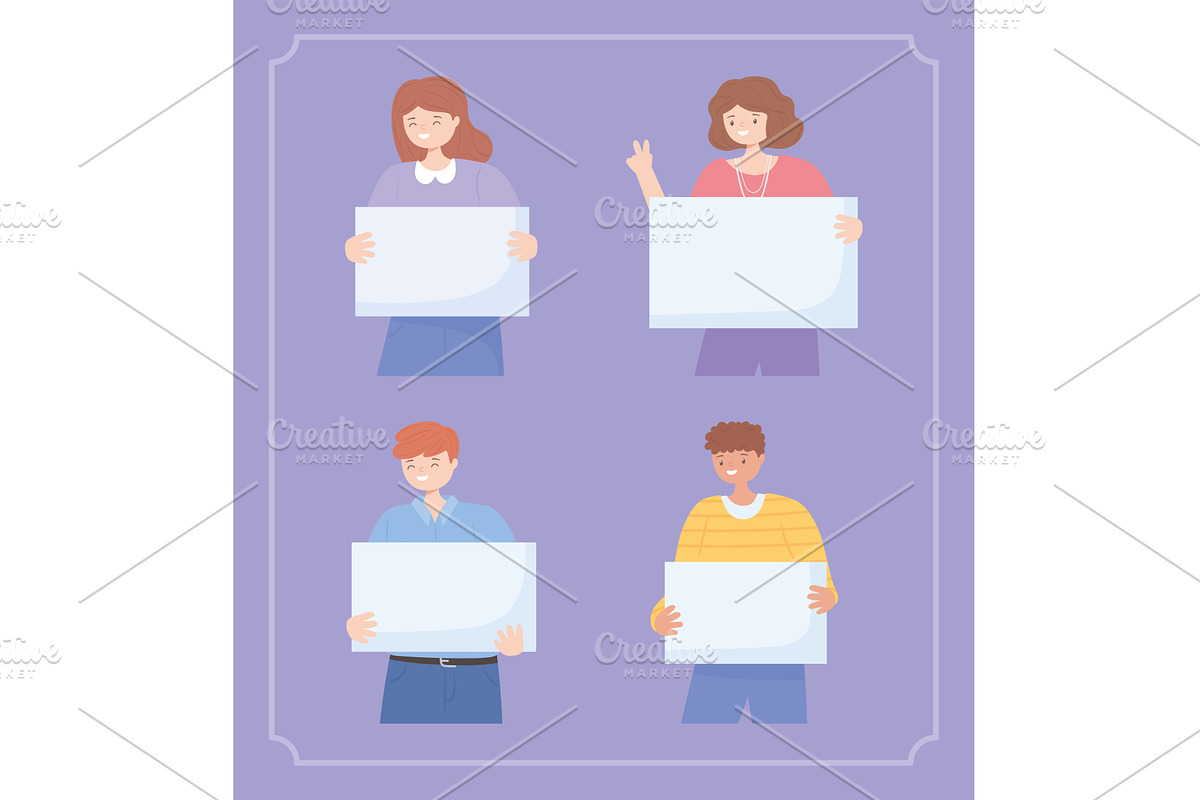 young people placards, a Person Illustration by studiogstock