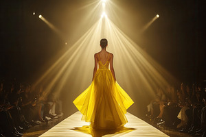 A woman in a bright yellow dress, a Photo by Pavel_design
