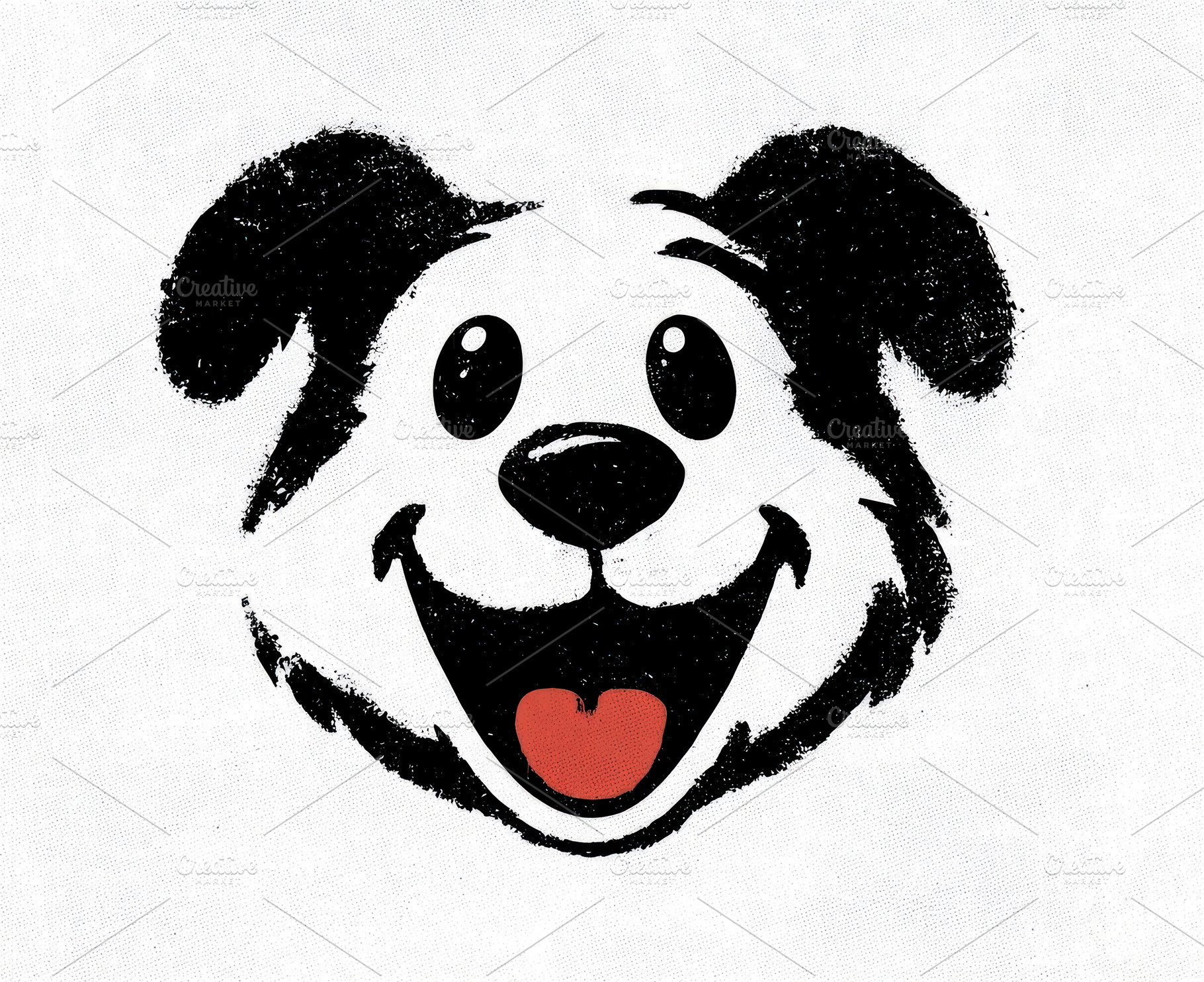 Happy cartoon dog face illustration with black ears, wide eyes,, an Animal Photo by José Manuel Gelpi