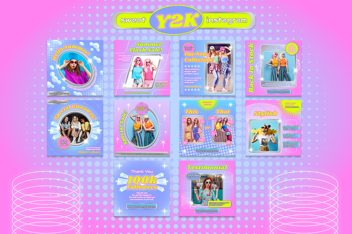 Sweet Y2k Instagram Set, a Social Media Template by Aiyari Graphic (Photo 2 of 4)