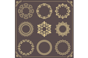 Vintage Big Set of Round Vector, a Decorative Illustration by FineArtStudio
