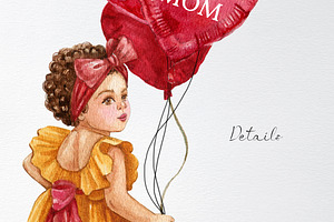 Watercolor Mother And Kids Clipart