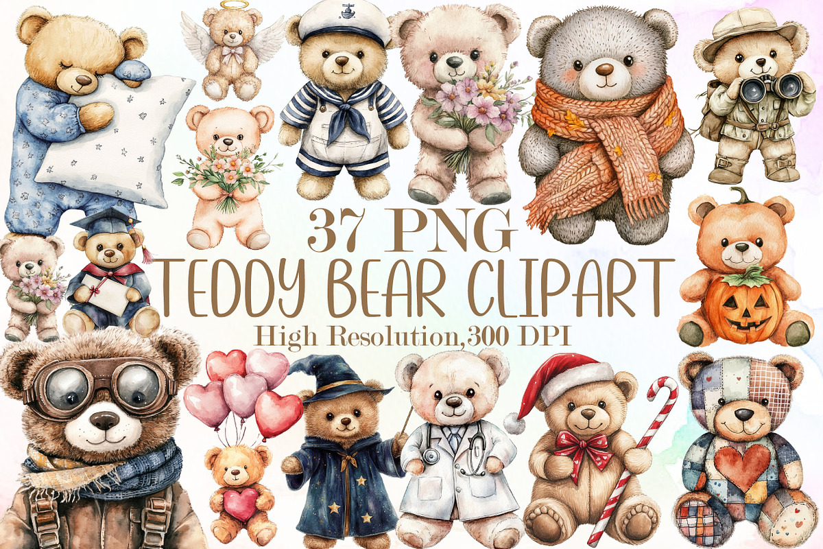 Teddy Bear Clipart, an Illustration by Sublimation Artist (Photo 1 of 6)