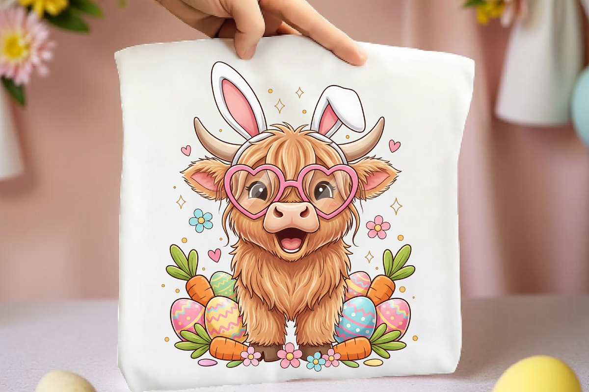 Easter Day Highland Cow PNG, an Illustration by DreamArtGraphic (Photo 2 of 4)
