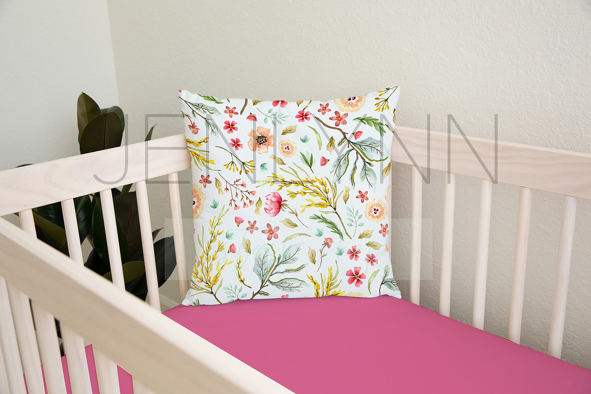 White Pillow Mockup in Crib #NN35, a Product Mockup by JENLYNN Stock Shop (Photo 2 of 4)