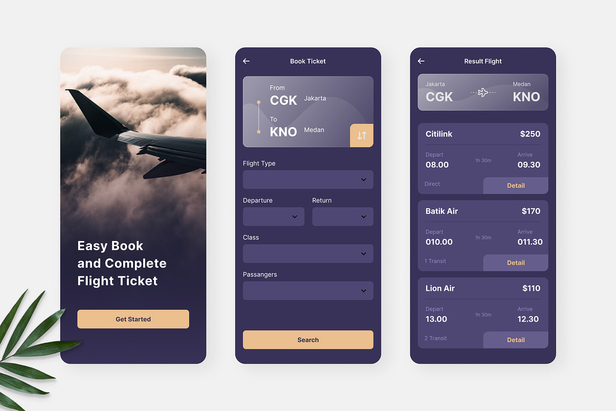Mosca - Ticket Airlines App, an UI Kit Template by Panen Creative (Photo 2 of 3)