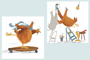 Happy Chickens, an Animal Illustration by Dashnpro (Thumbnail 5 of 8)