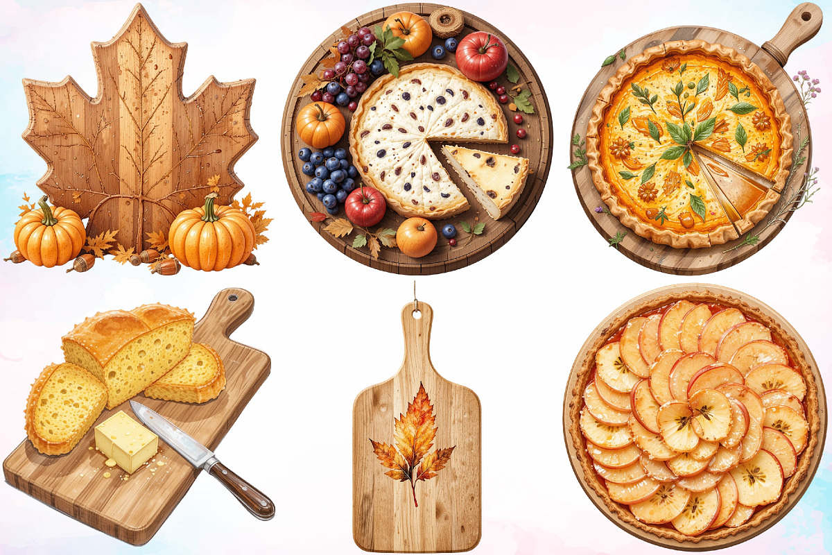 Watercolor Autumn Cutting Board PNG, a Seasonal Illustration by Canvas Craft (Photo 2 of 8)