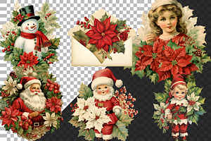 Retro Red Floral Christmas Bundle