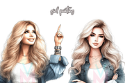 Trendy Girls Pointing Clipart Social, a Person Illustration by VM PARTYS  BY TAIRUMA (Thumbnail 7 of 10)