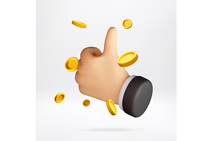 3D hand showing thumb up gesture, a Finance Illustration by Abscent