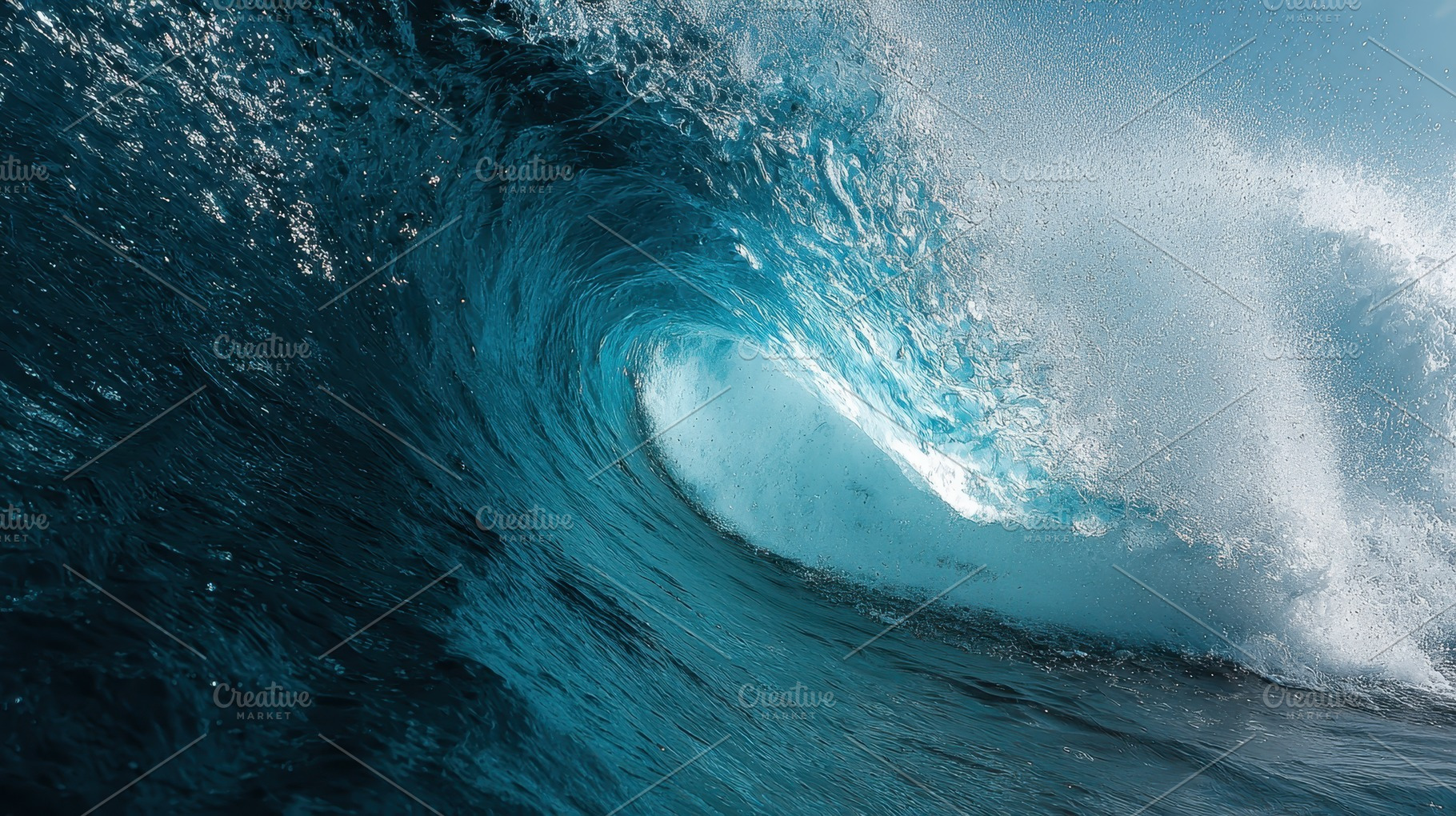 A large wave rises and crashes, a Photo by Pavel_design