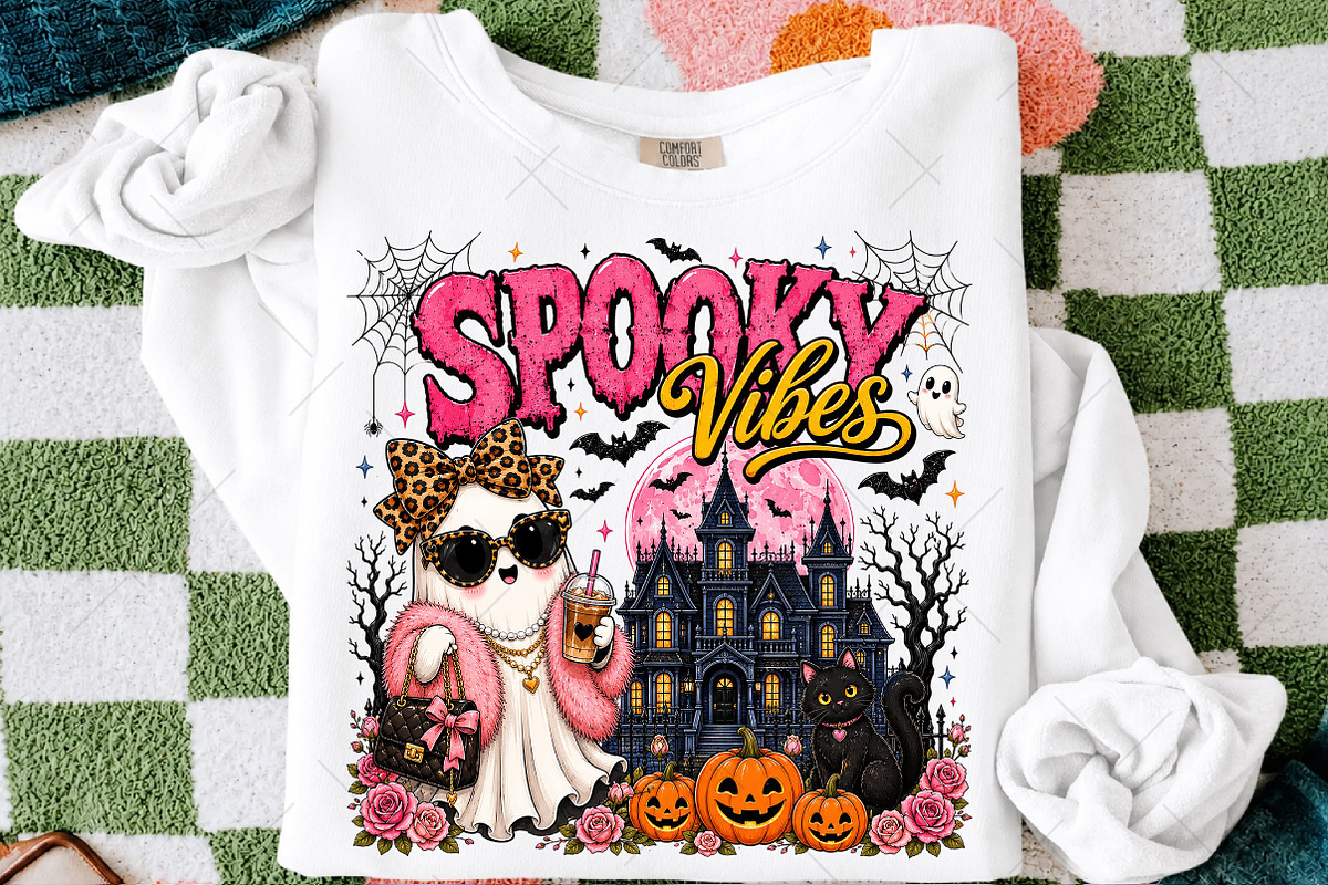 Spooky Vibes Coquette Ghost PNG, a Seasonal Illustration by OK Design (Photo 3 of 5)