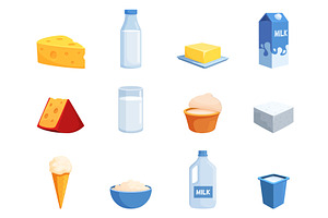 Dairy products. Cheese milk butter, a Food Illustration by Valerie Bodnar