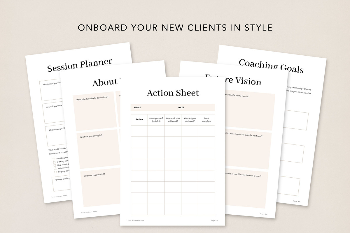 Coaching Client Intake Sheets Canva, a Brochure Template by DeeBeeDesign (Photo 4 of 10)